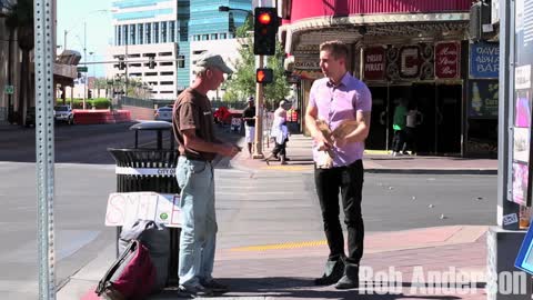 Magician Rips Up Homeless Man’s Sign, Then Surprises Him
