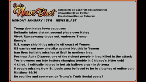 Monday January 15,2024 News Blast