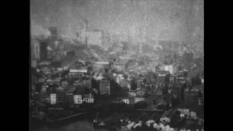 Panorama Of Manhattan & The Brooklyn Bridge (1899 Original Black & White Film)