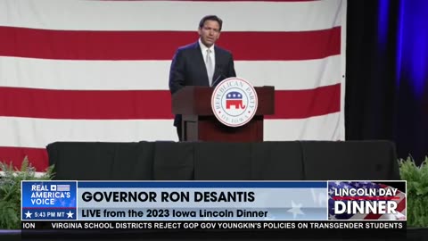 Gov. Ron DeSantis takes the stage in Iowa