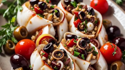 Mediterranean Delight: Olive-Tomato Stuffed Squid Bake