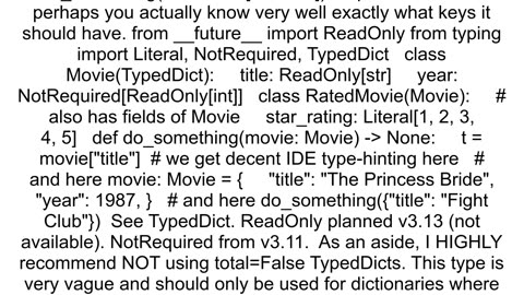 How to set the python type hinting for a dictionary variable