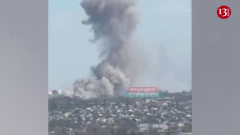 Footage of destroyed Russian military equipment base following Ukrainian ar..