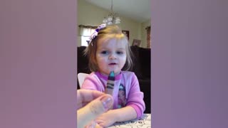 Cute Baby Discovers New Name For Brown Crayon