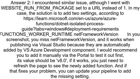 Azure function not visible in azure portal after upgrading to net 8 Isolated process model