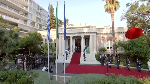 Saudi Crown Prince arriving for a meeting with Greek Prime Minister