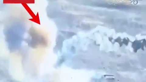 Russian tank hit by a landmine and a missile