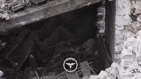 UA POV: Avdiivka. Ukrainian drone looks into a ruin & sees 2 RU soldiers, drone then explodes inside