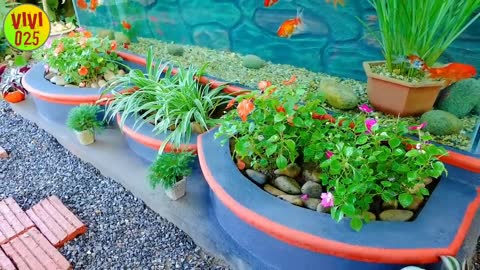 Aquariums and planters can help you decorate your garden.