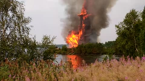 The Church of the assumption of the blessed virgin burned Down