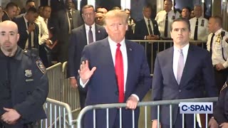 President Trump speaks to media outside Manhattan court for criminal case