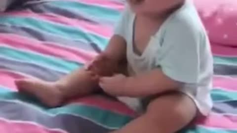 Cute baby cannot stop laughing