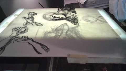 art time lapse: charcoal art for page 73 in 20 minutes