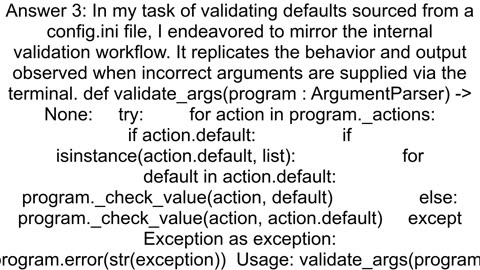 Is it possible to validate argparse default argument values