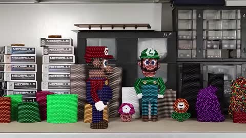 Super Mario discovers my collection of magnets _ Magnetic Games