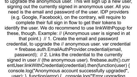 Firebase Convert Anonymous User Account to Permanent Account Error