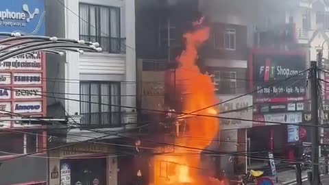 A fire broke out at the gas station, making the explosion sound like firecrackers