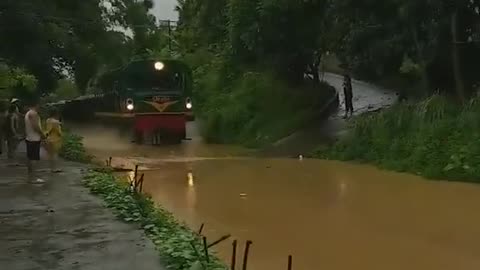 Super train surfing the river.