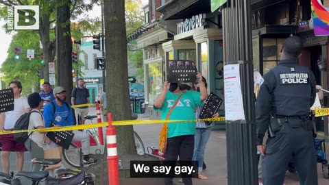DeSantis Draws Group of "We Say Gay" Protesters During D.C. Meeting with Congress Members