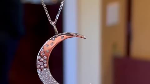 18 Karat White Gold Crescent Moon Pendant With Diamonds – Johann Paul Fine Jewelry