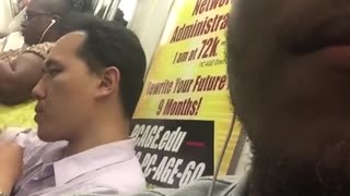 Collared shirt man picks nose and eats booger subway