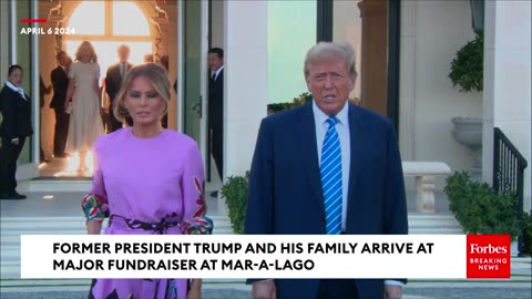 Trump Speaks To Reporters Alongside Melania Outside $50 Million Mar-A-Lago Fundraiser