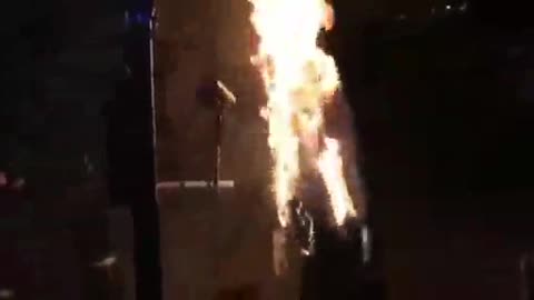 Burning a mannequin of Boris Johnson in Trafalgar Square