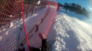 Ski run orange plastic side fence