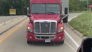 A Semi-Truck Entering Interstate the Wrong Way