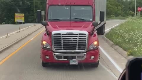 A Semi-Truck Entering Interstate the Wrong Way