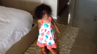 Blasian Baby Sister Wears DaDa's Cowboy Boots!