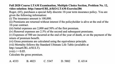 Exam LTAM exercise for January 20, 2021