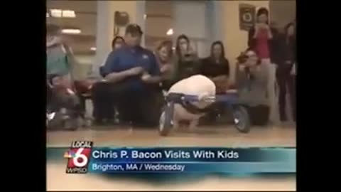 News anchor laughs uncontrollably about Chris P Bacon the pig