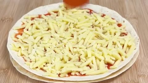 Tortilla pizza with lots of pepperoni ASMR