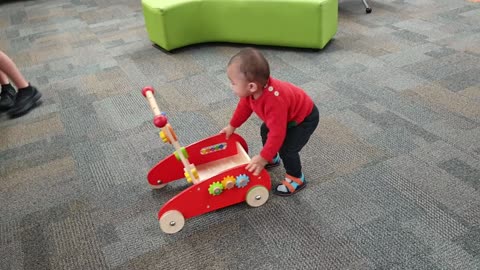 Luke Enjoy Pushing Trolley