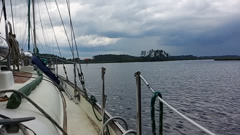 View of the Bay River, NC from Hans Christian sailboat 6-15-2021