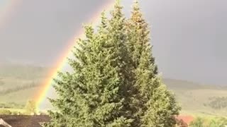 Beautiful rainbow in the afternoon rain.