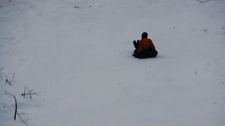 Funny video of riding a winter slide