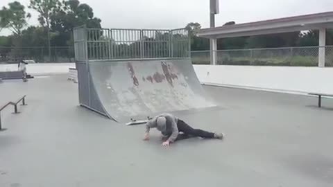 Skateboard rail jump leg limp ending