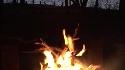 Campfire at sunset