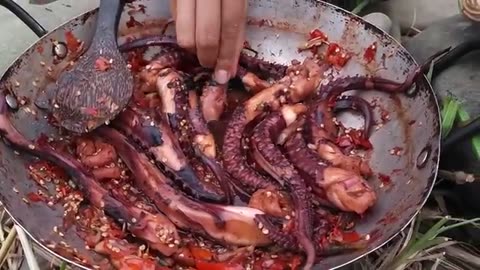 Octopus salad Cooking with spicy chili So delicious food