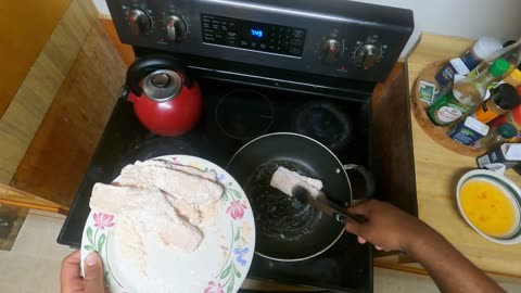 attempting to make fried cod fish