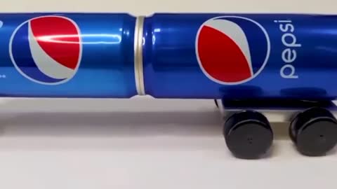 How to wood work HD Make an incredible Pepsi truck with aluminum cans and a DC motor 🚛