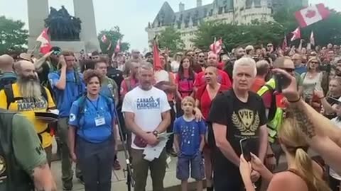 National War Memorial in Ottawa to protest Justin Trudeau's dictatorship and vaccine mandates