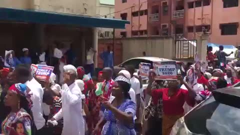 A parade in Nigeria for President Trump