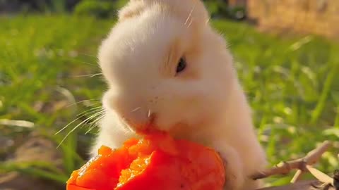 The little rabbit eats persimmon #cutepet #rabbit