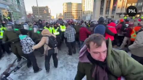 GRAPHIC VIDEO Police Horses trample Freedom Convoy Demonstrators in Ottawa