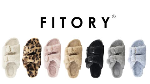 FITORY Womens Open Toe Slipper with Cozy Lining,Faux Rabbit Fur Cork Slide Sandals