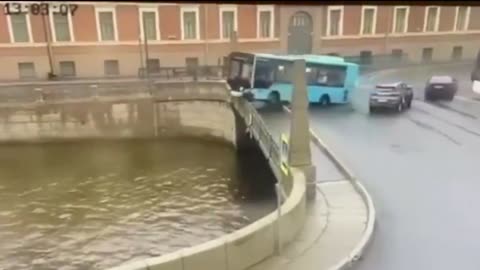 At least four dead and six injured when a bus fell into a river in St. Petersburg, Russia