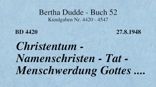 BD 4420 - CHRISTENTUM - NAMENSCHRISTEN - TAT - MENSCHWERDUNG GOTTES ....